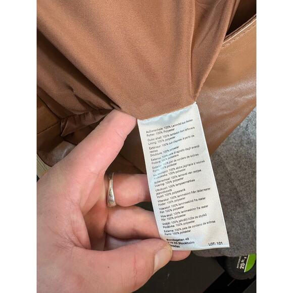 Deadwood Leather Trench Coat Womens XL Brown Lined Belted Winter Cozy Outdoor - Picture 8 of 8